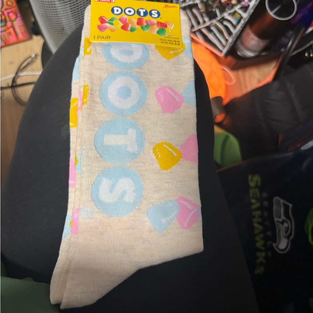 Dots Cream Socks with Colorful Patterns